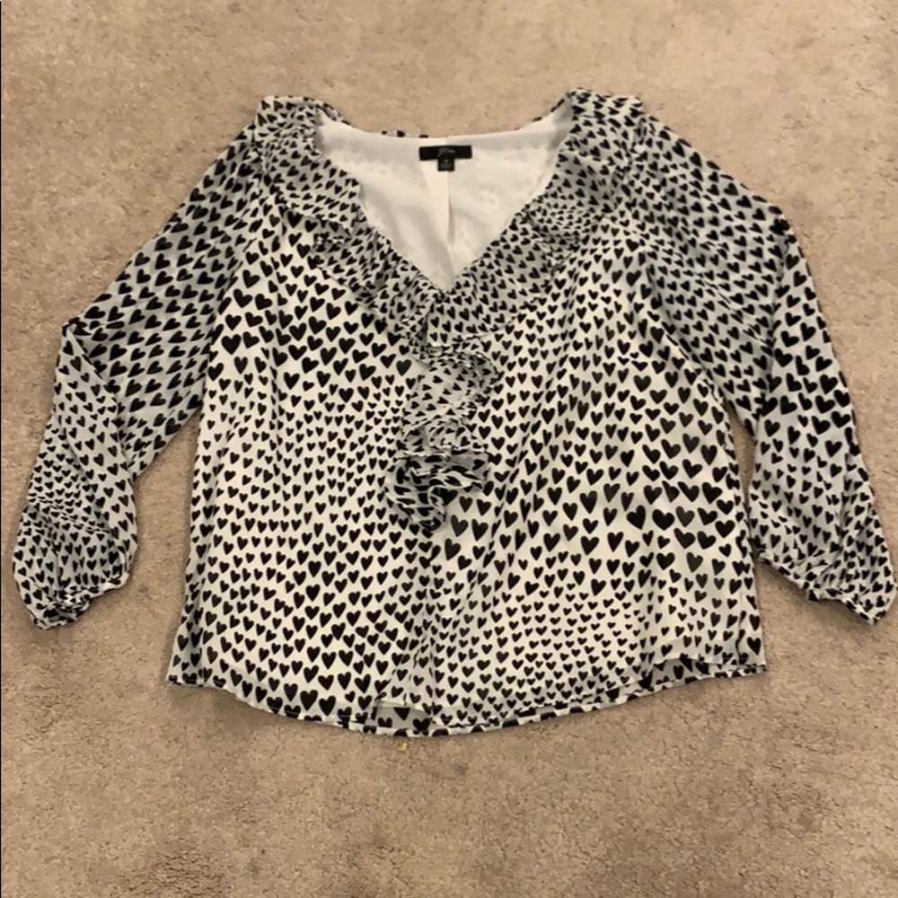 J. Crew heart ruffle blouse - size small